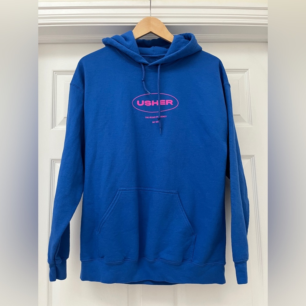 Usher Blue and Pink Graphic Hoodie
